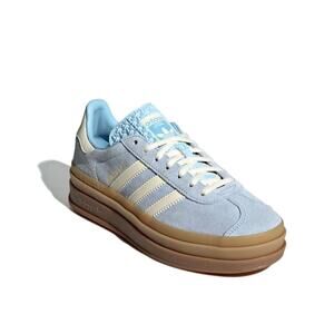 Adidas Women's Clear Sky Cream White Gold Metallic Gazelle Bold Shoes Size 7.5